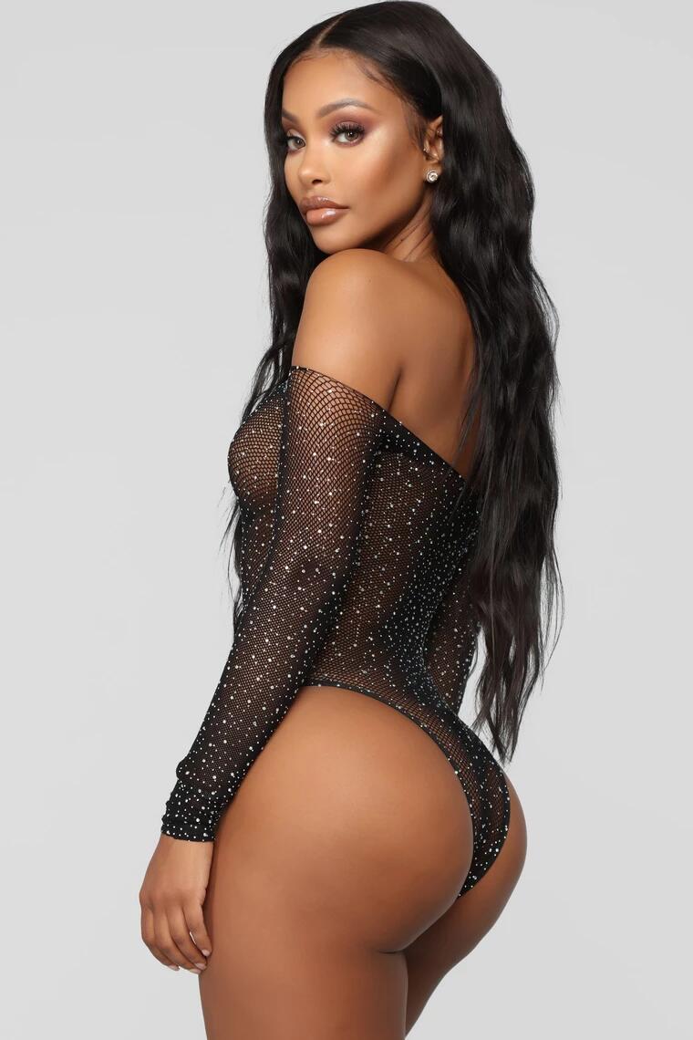 Long Sleeve Body met glittersteentjes
