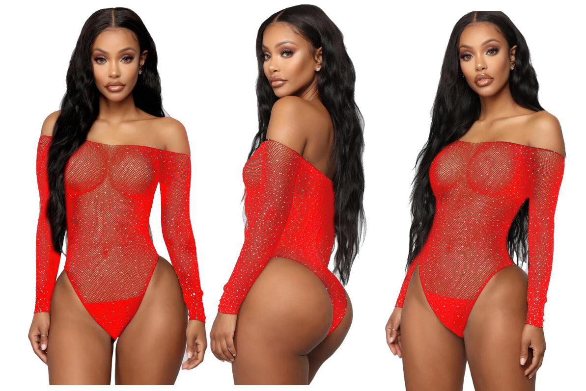 Long Sleeve Body met glittersteentjes
